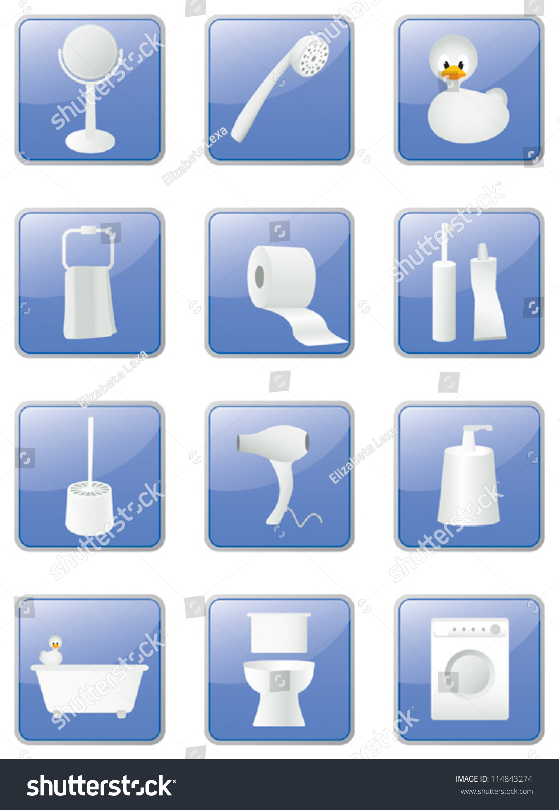 Bathroom Equipment Icons Set Blue Buttons Stock Vector (royalty Free 