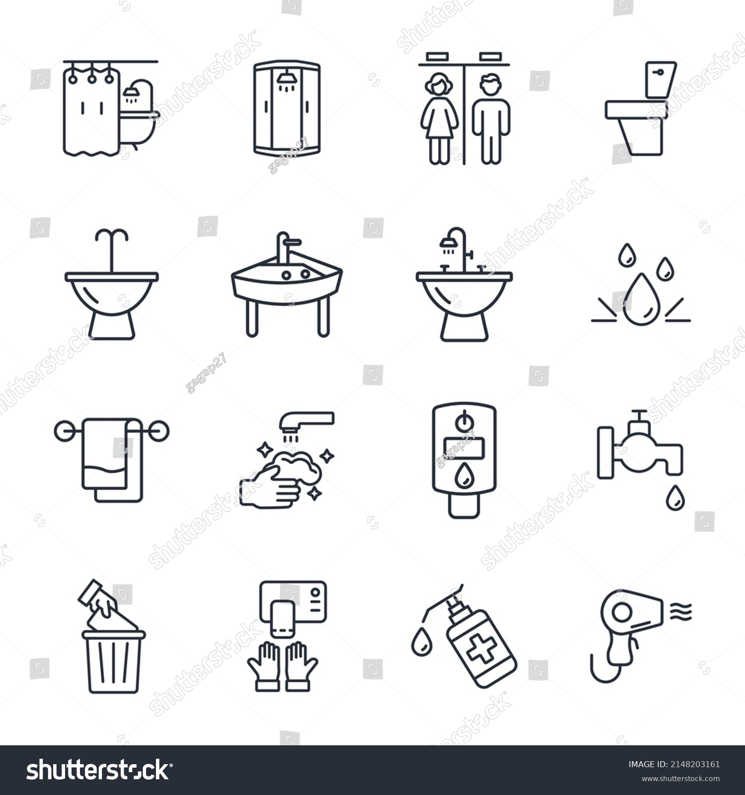 Bathroom Icons Set Bathroom Pack Symbol Stock Vector (Royalty Free ...