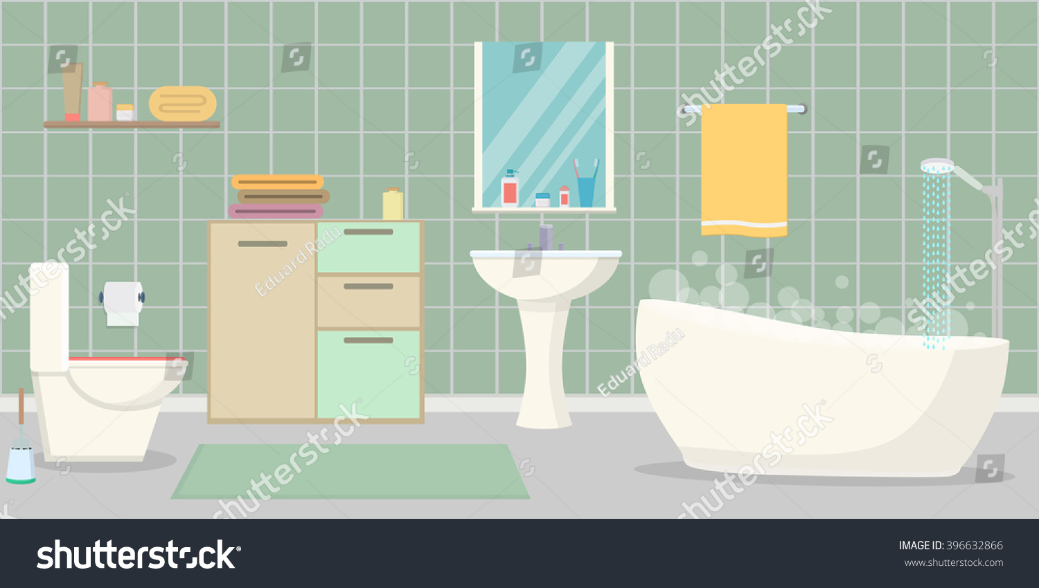 Bathroom Interior Stock Vector (Royalty Free) 396632866 - Shutterstock