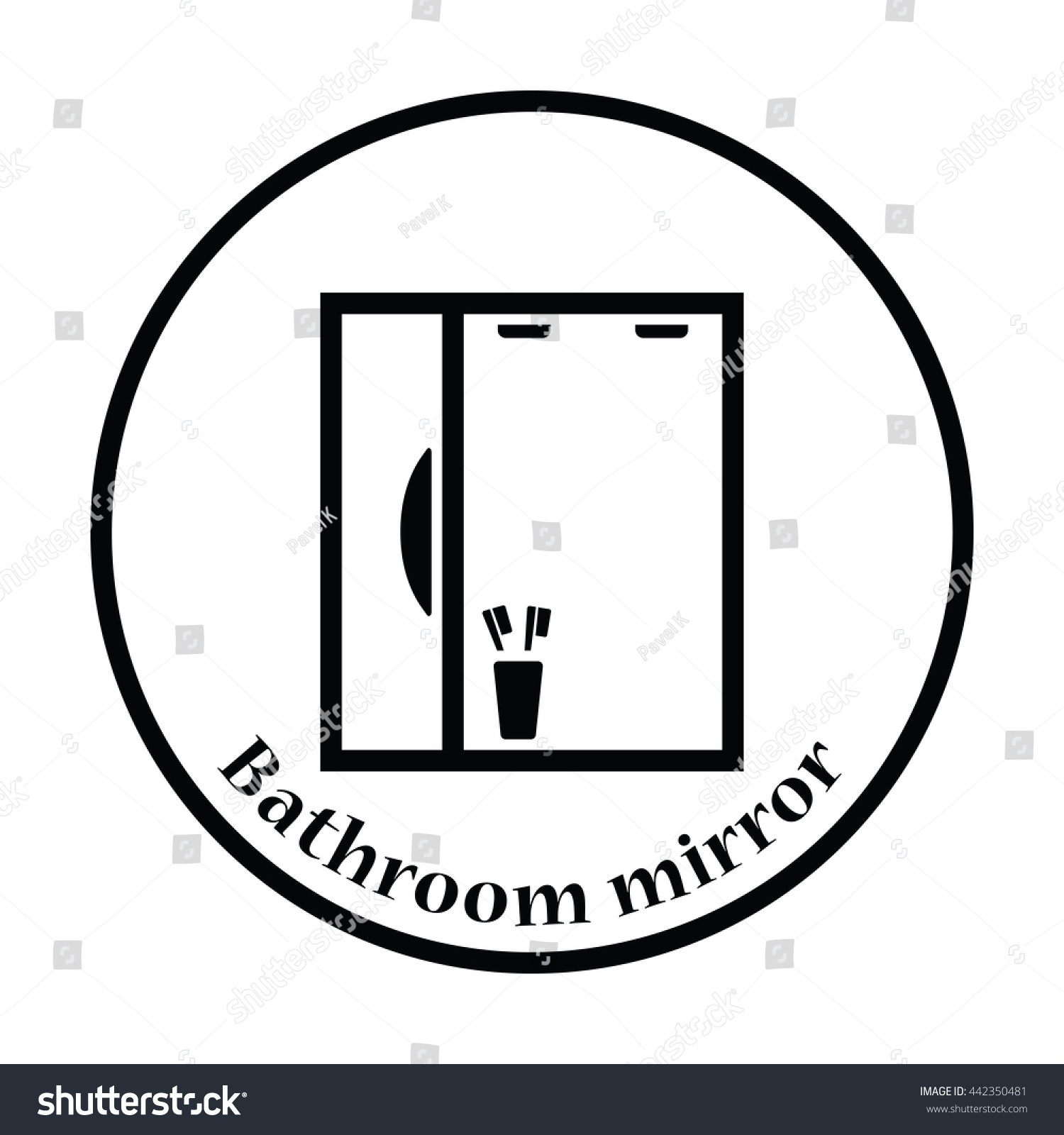 Bathroom Mirror Icon Thin Circle Design Stock Vector (Royalty Free ...