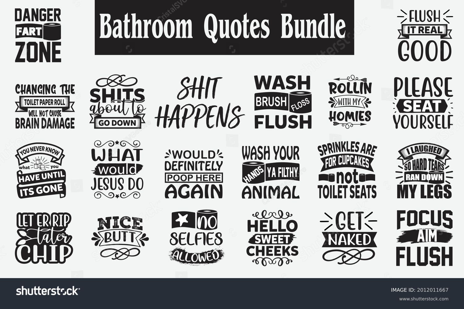 SVG of Bathroom Quotes svg Bundle. Quotes about Bathroom, Bathroom cut files Bundle of 20 svg eps Files for Cutting Machines Cameo Cricut, Bathroom Quotes svg