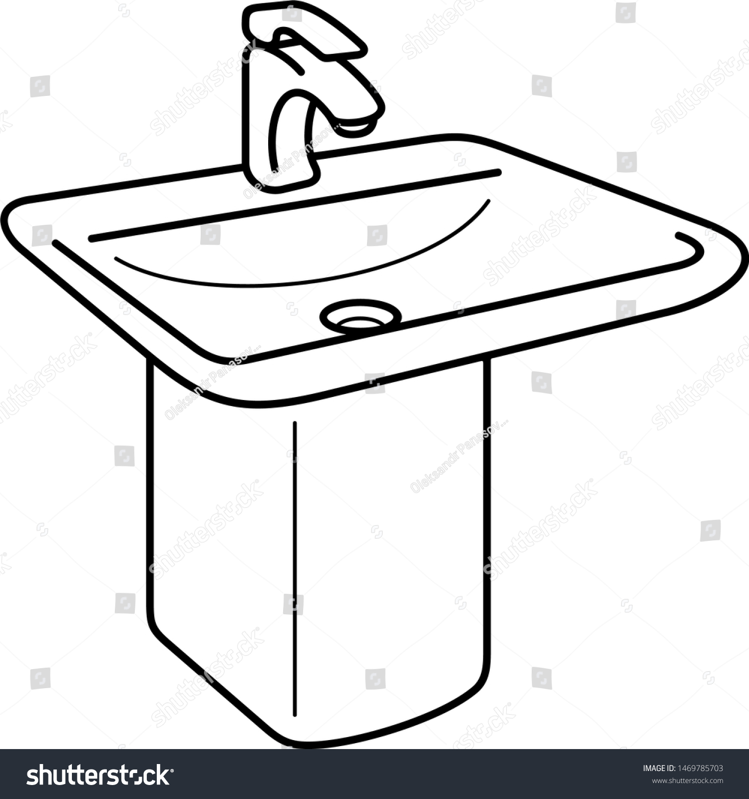 Bathroom Sink Vector Outline Icon Isolated Stock Vector (Royalty Free ...