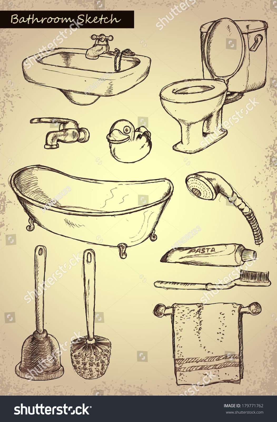  Bathroom Sketch Stock Vector Illustration 179771762 Shutterstock