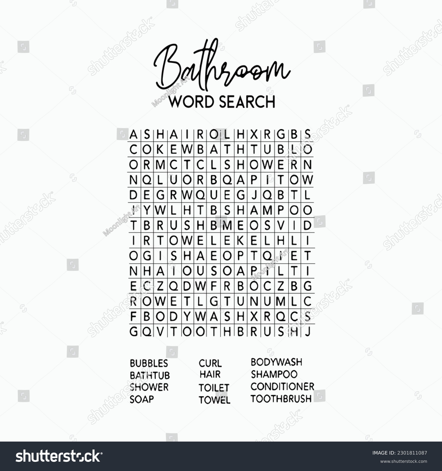 SVG of Bathroom word search vector, word search, svg files for cricut, funny bathroom sign, Bathroom decor svg