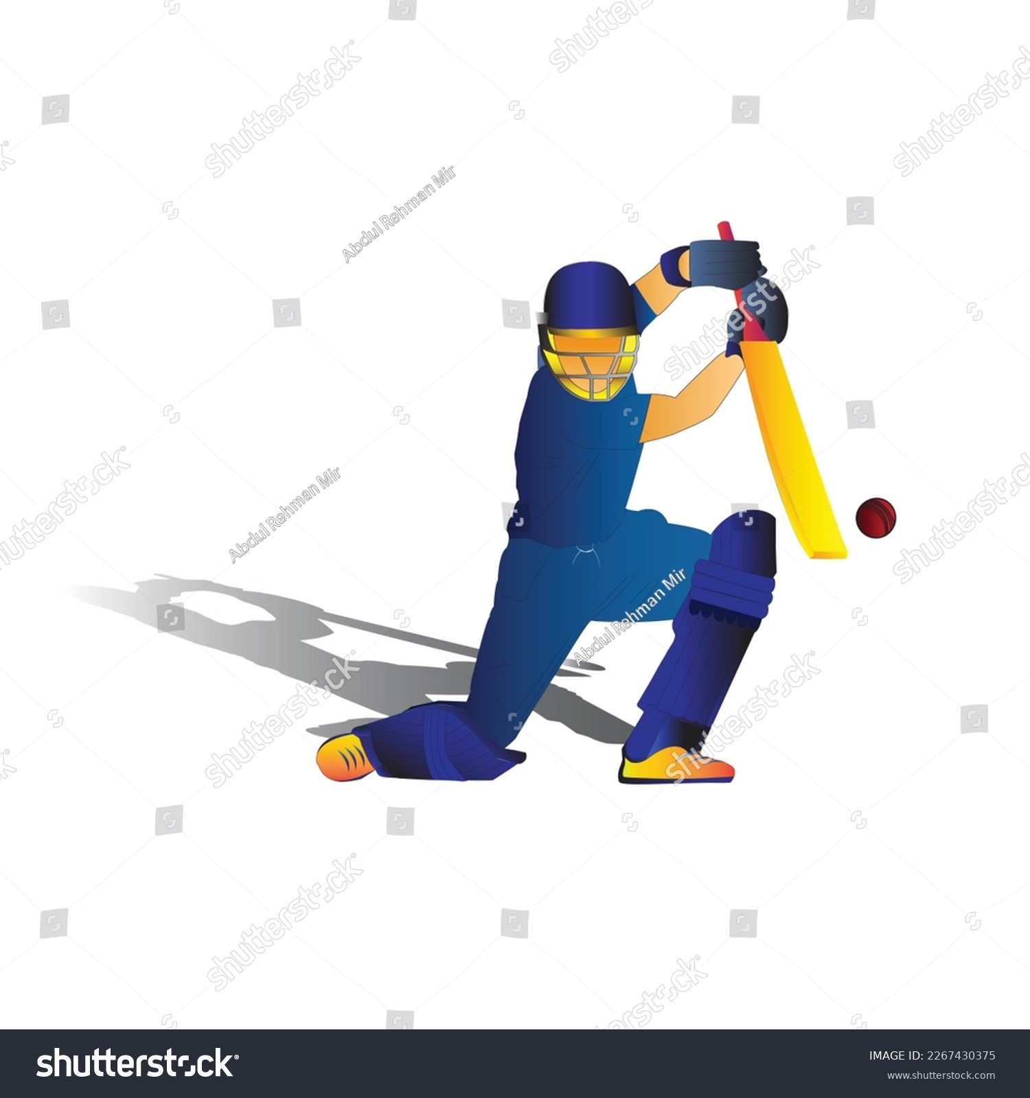 SVG of Batsman playing a shot in Cricket with a Ball. Shot is Cover Drive. svg