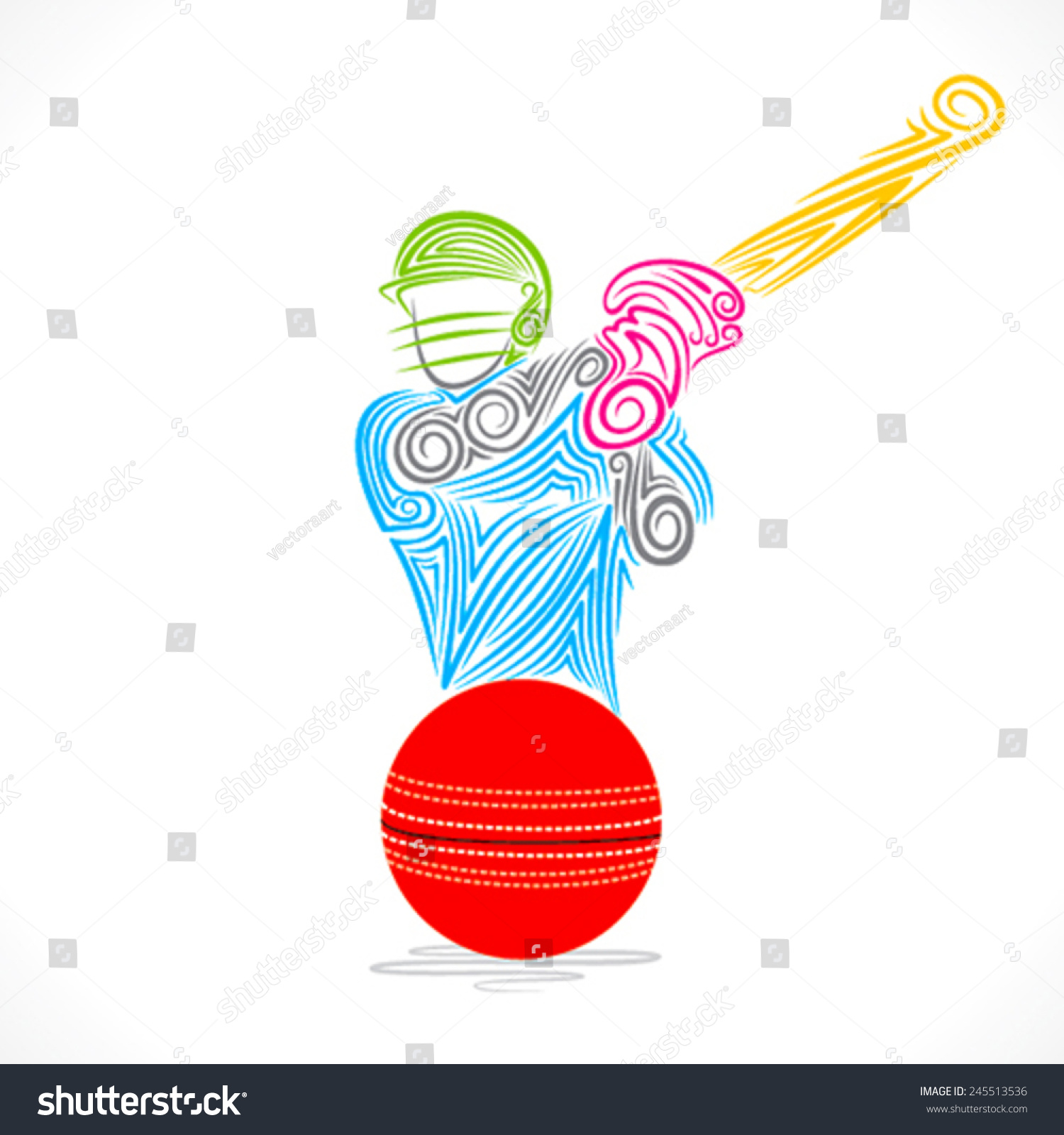 SVG of batsmen hit ting ball with ball shape banner design vector svg