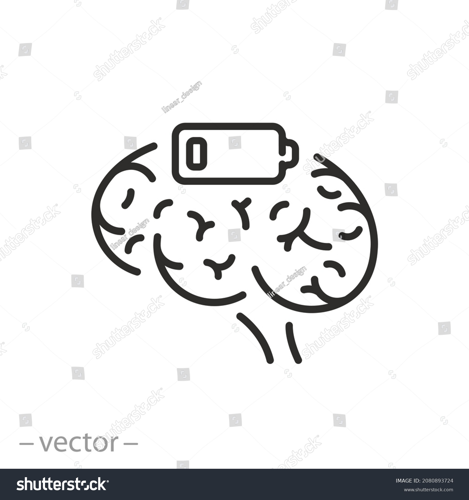 Battery Brain Icon Exhausted Tired Low Stock Vector (Royalty Free ...