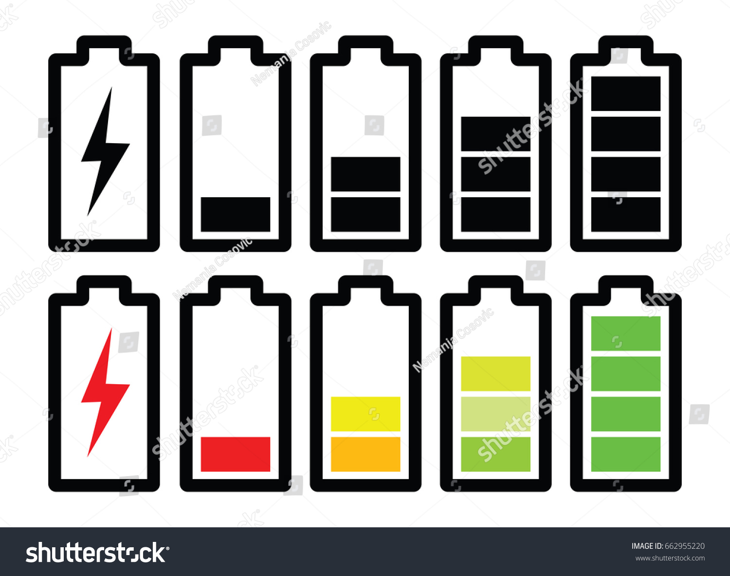 Battery Charge Status Icons Black White Stock Vector (Royalty Free ...