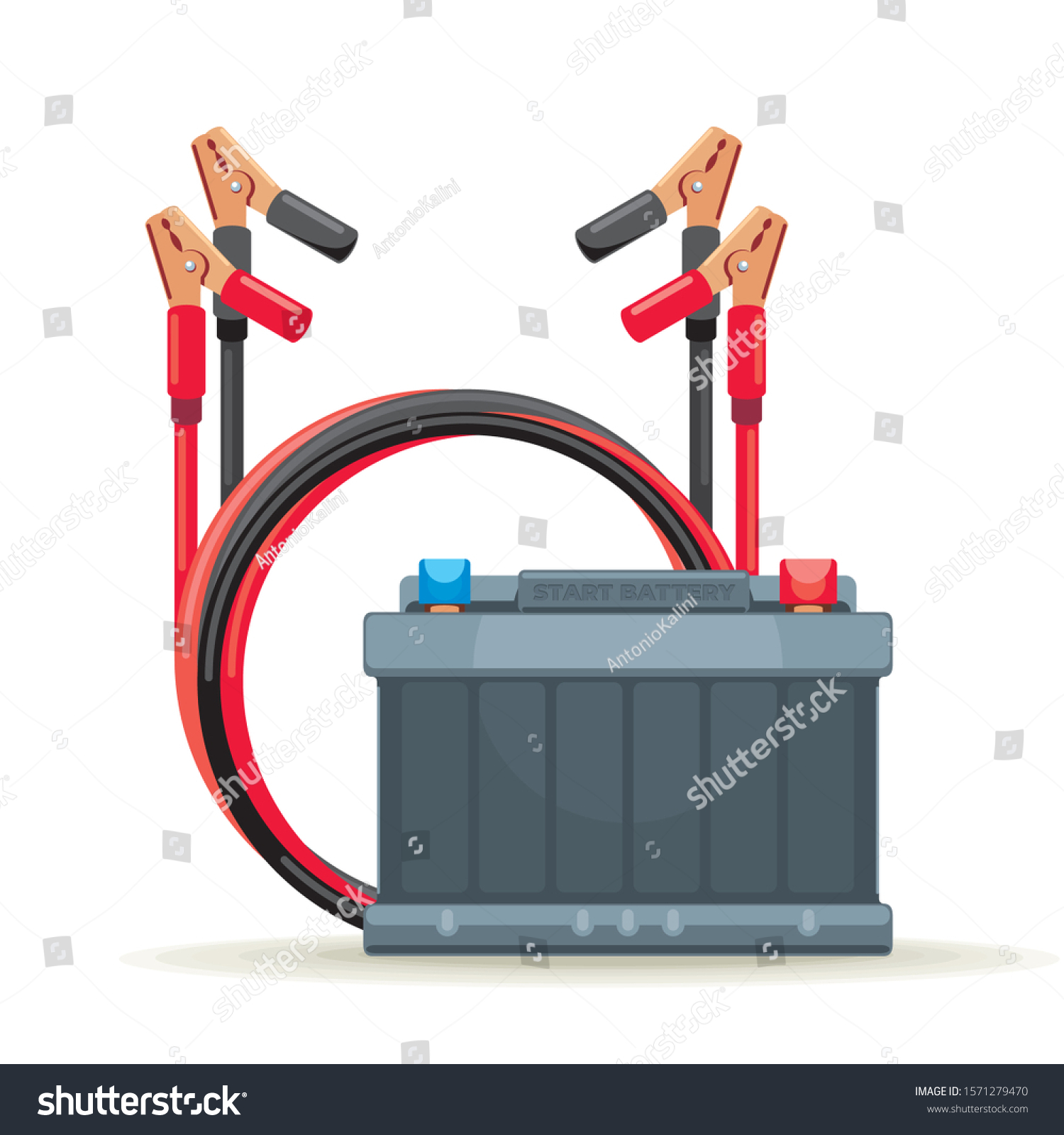 SVG of Battery jumper to charge a battery and start of car, vector illustration. svg
