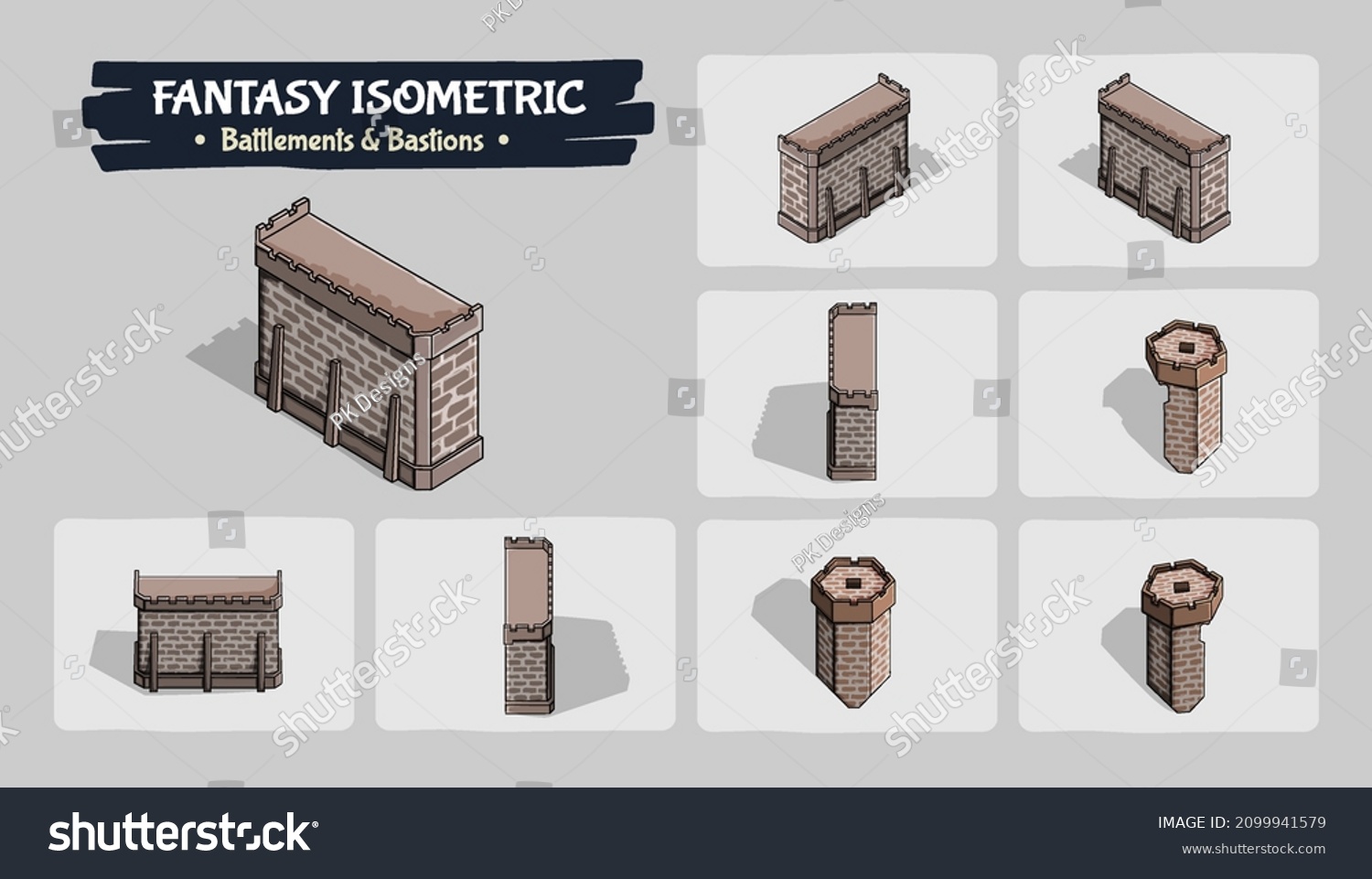 SVG of Battlements and Bastions Fantasy game assets - Isometric Vector Illustration svg