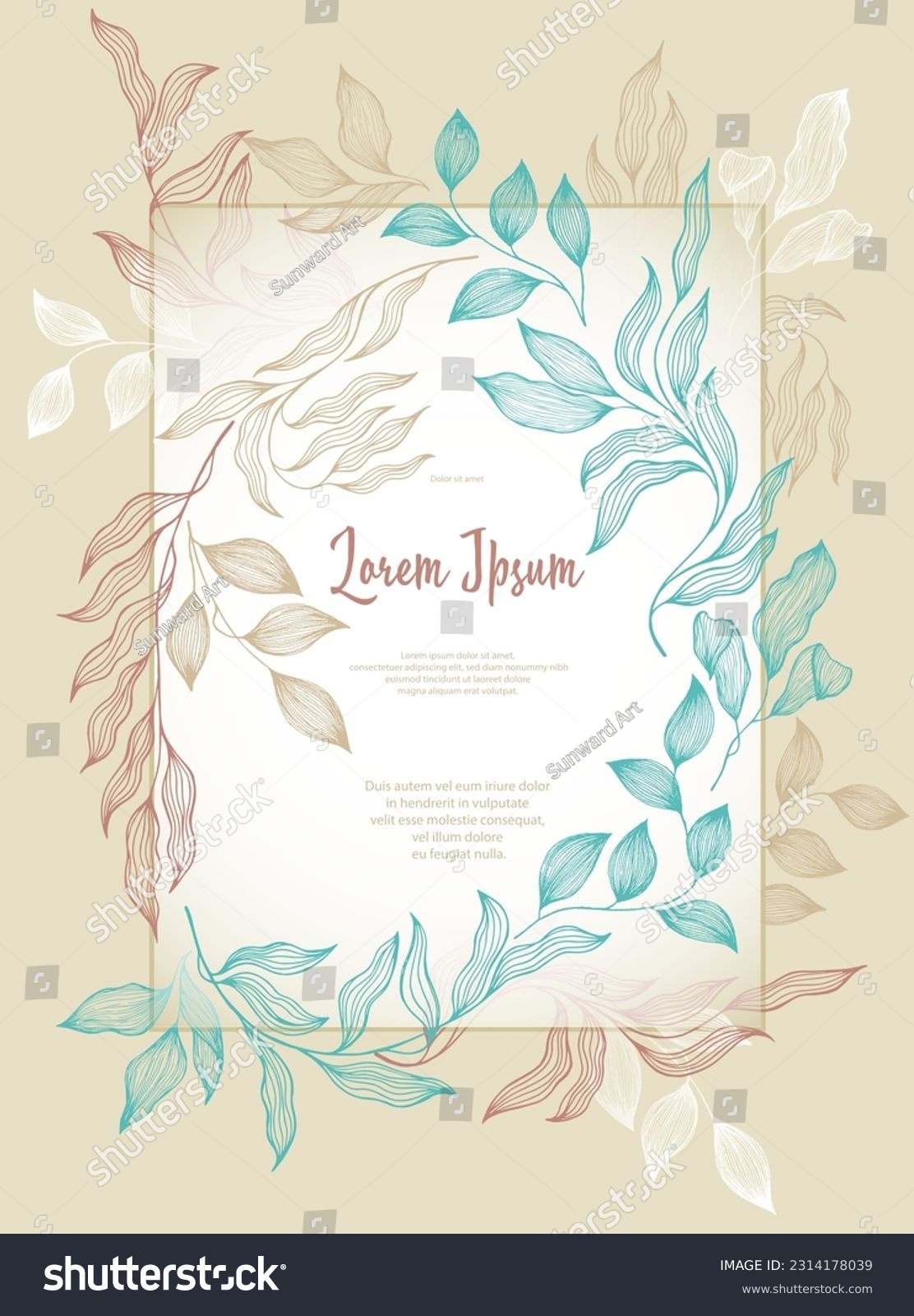 SVG of Bay leaves frame vector greeting card template. Elegant bay tree branches summer bouquet. Organic card design with laurel foliage. Tropical eucalyptus leaves on twigs frame template. Garden plant svg