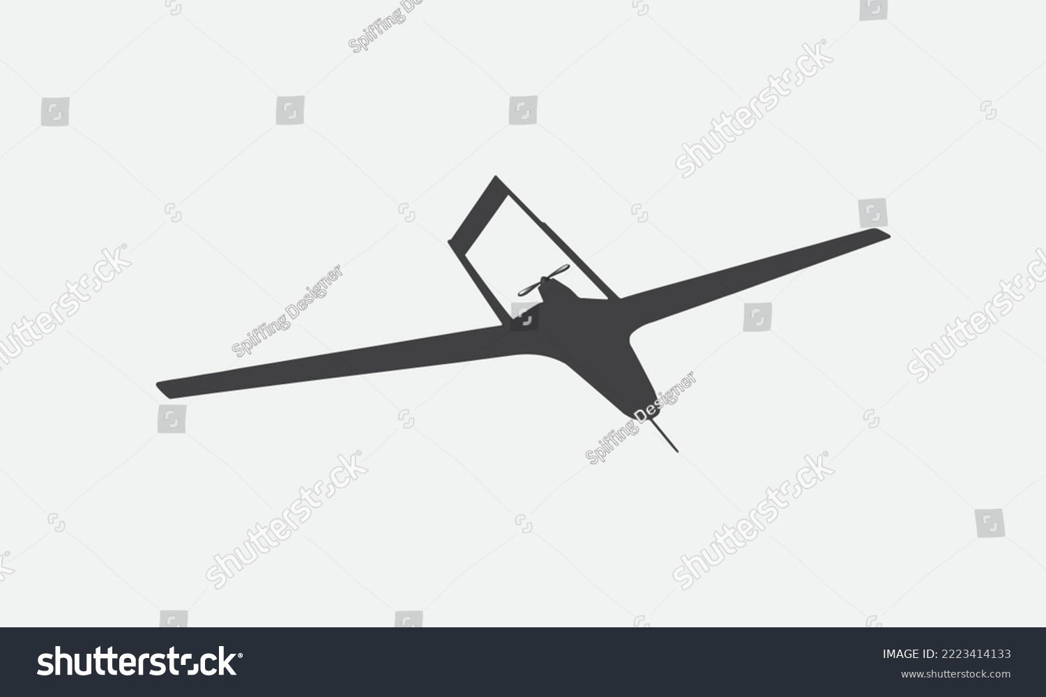 SVG of Bayraktar TB2 unmanned aerial vehicle SIHA silhouette vector on a white background.Vector drawing of unmanned combat aerial vehicle. Side view. Image for illustration and infographics. svg