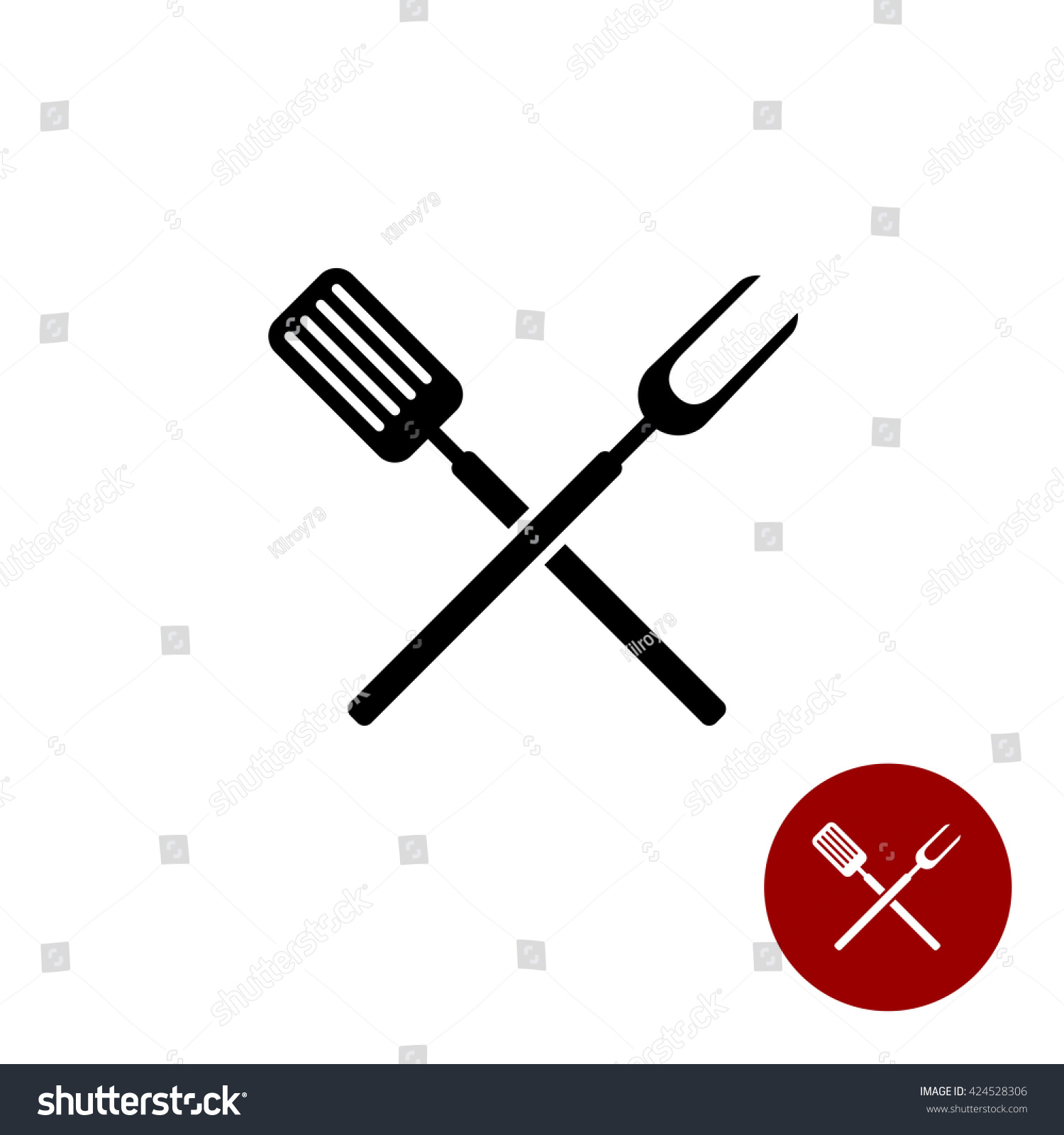 Bbq Barbeque Tools Crossed Black Simple Stock Vector 424528306 ...