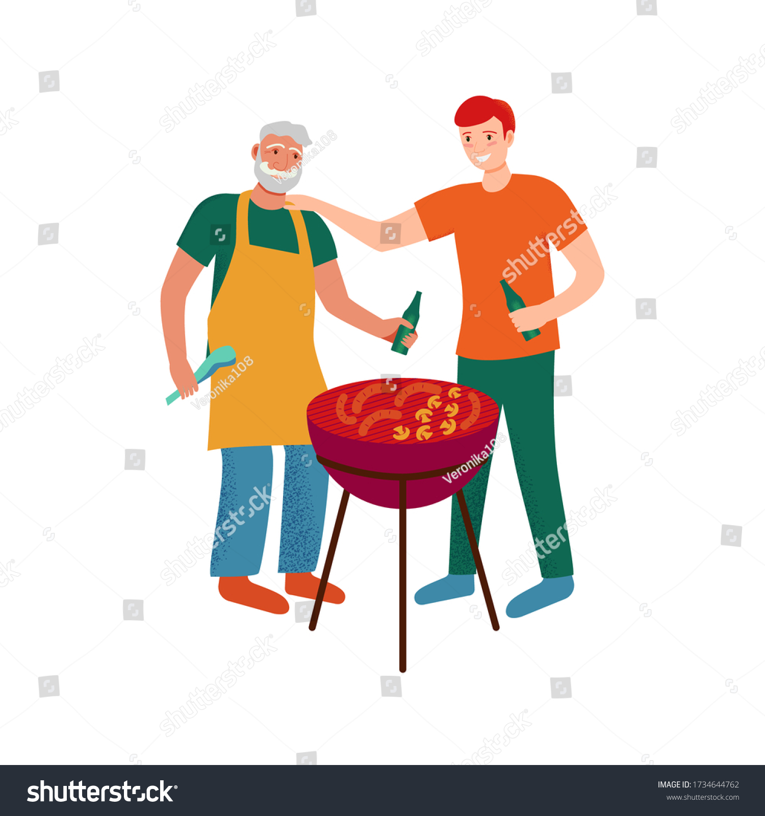 q Grill Party Men Make Barbecue Stock Vector Royalty Free