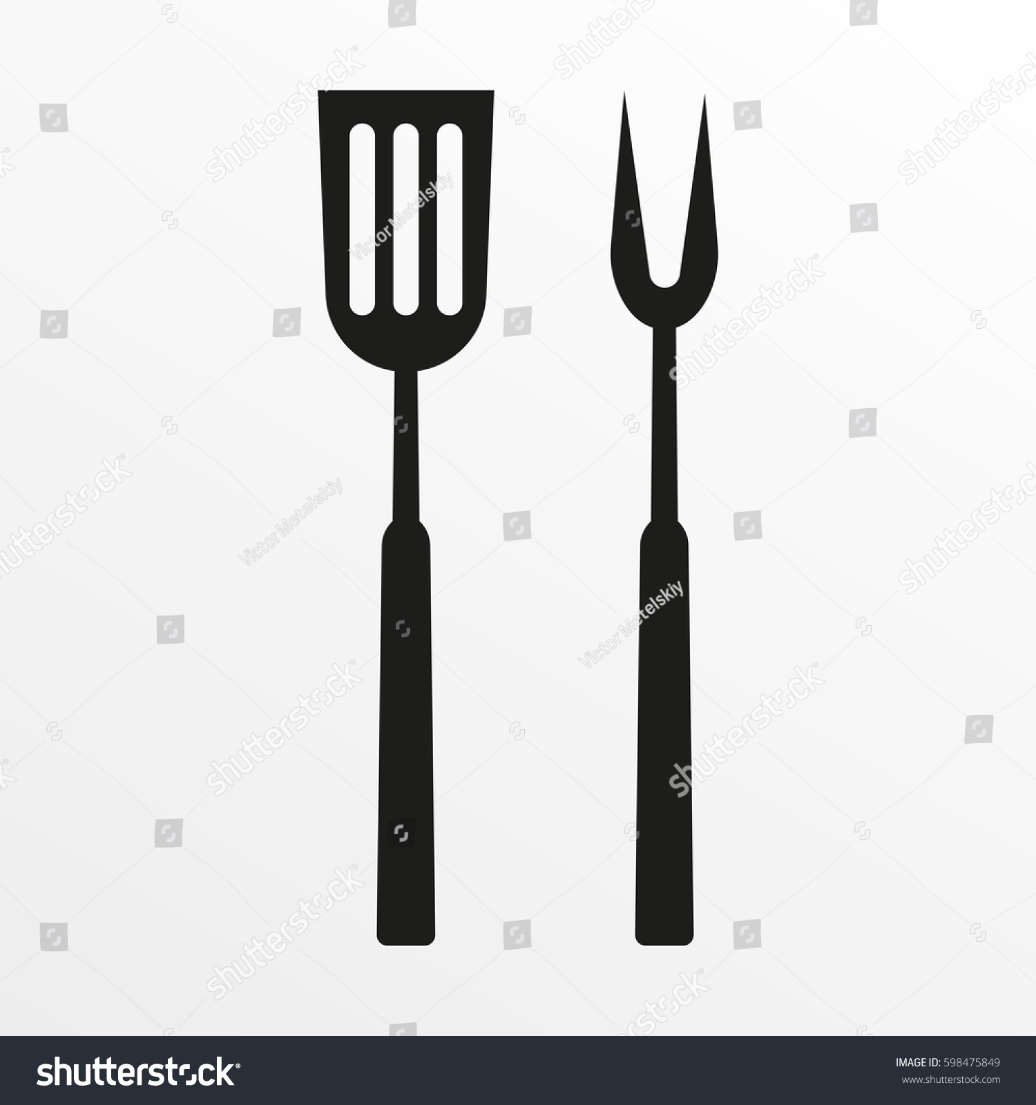 Bbq Grill Tools Icon Barbecue Fork Stock Vector (Royalty Free ...