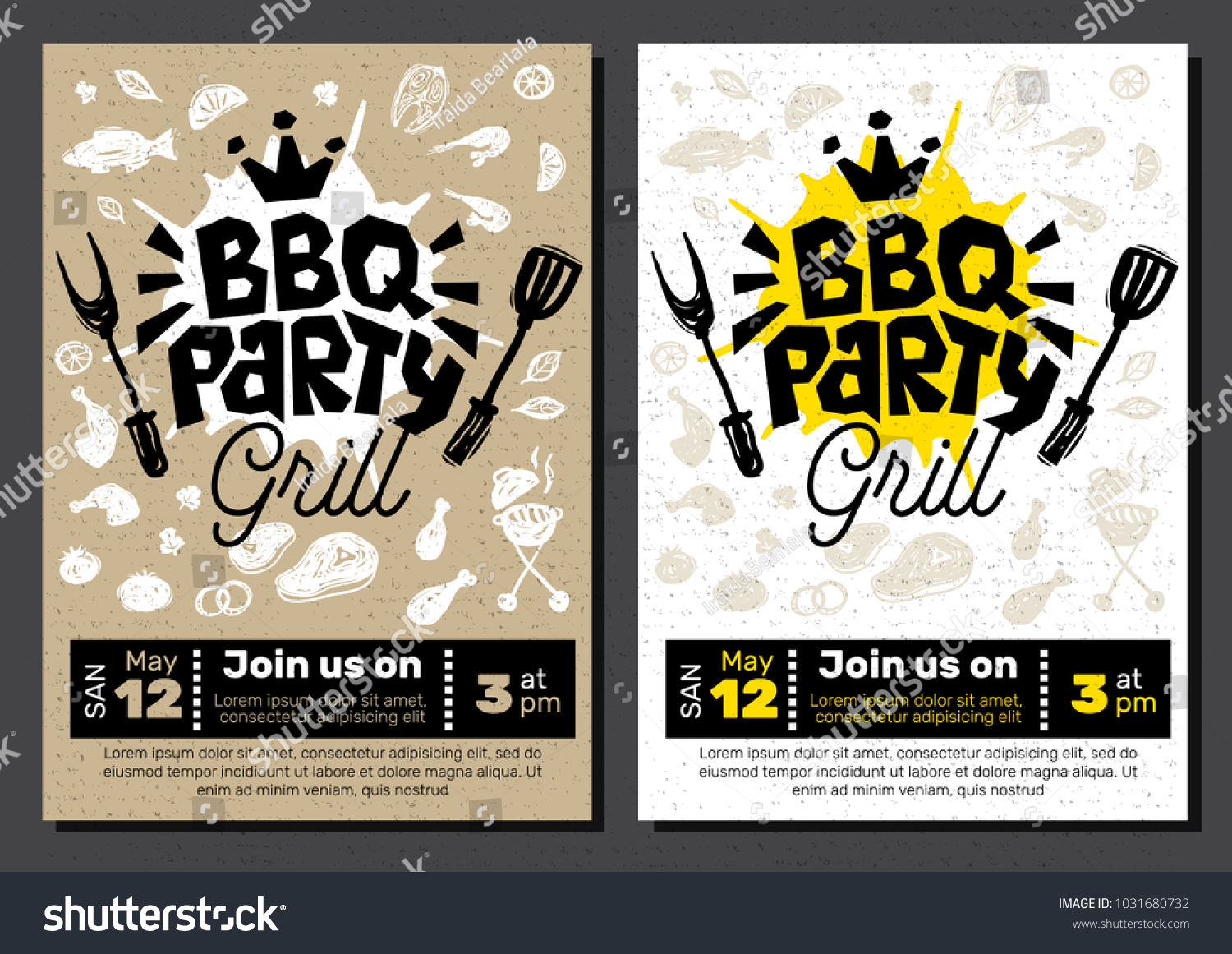 Verbazingwekkend BBQ party Eten poster. Barbecue sjabloon stockvector (rechtenvrij LU-11