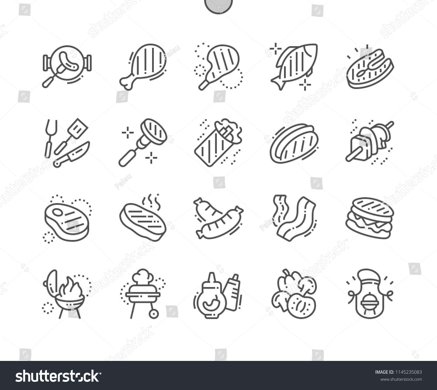 SVG of BBQ 2 Well-crafted Pixel Perfect Vector Thin Line Icons 30 2x Grid for Web Graphics and Apps. Simple Minimal Pictogram svg