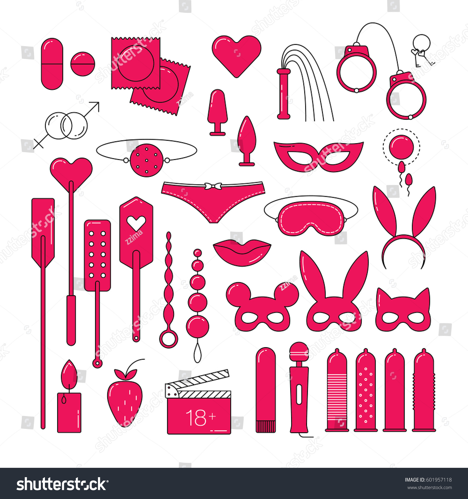 Bdsm Sex Set Icons Linear Design Stock Vector Royalty Free 601957118 Shutterstock 4941