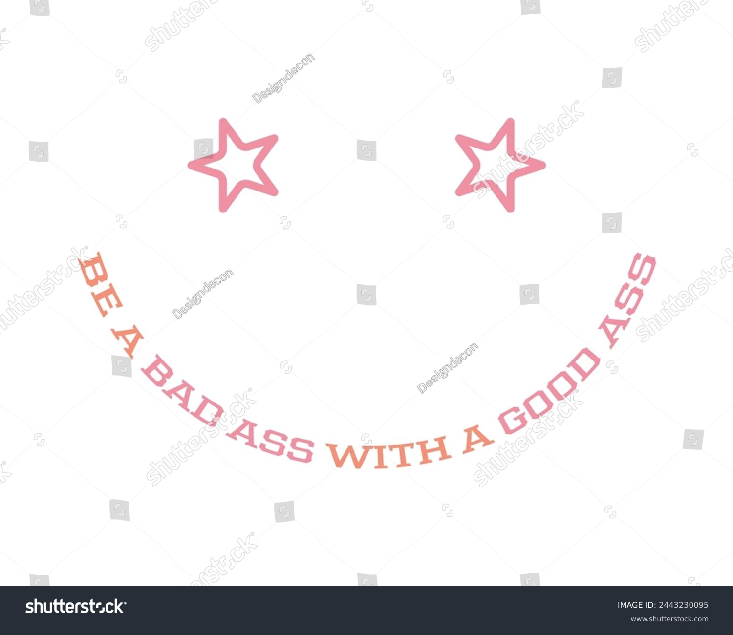 SVG of Be a bad ass with a good ass Workout Gym Quote Lettering Pink typography art on white background svg