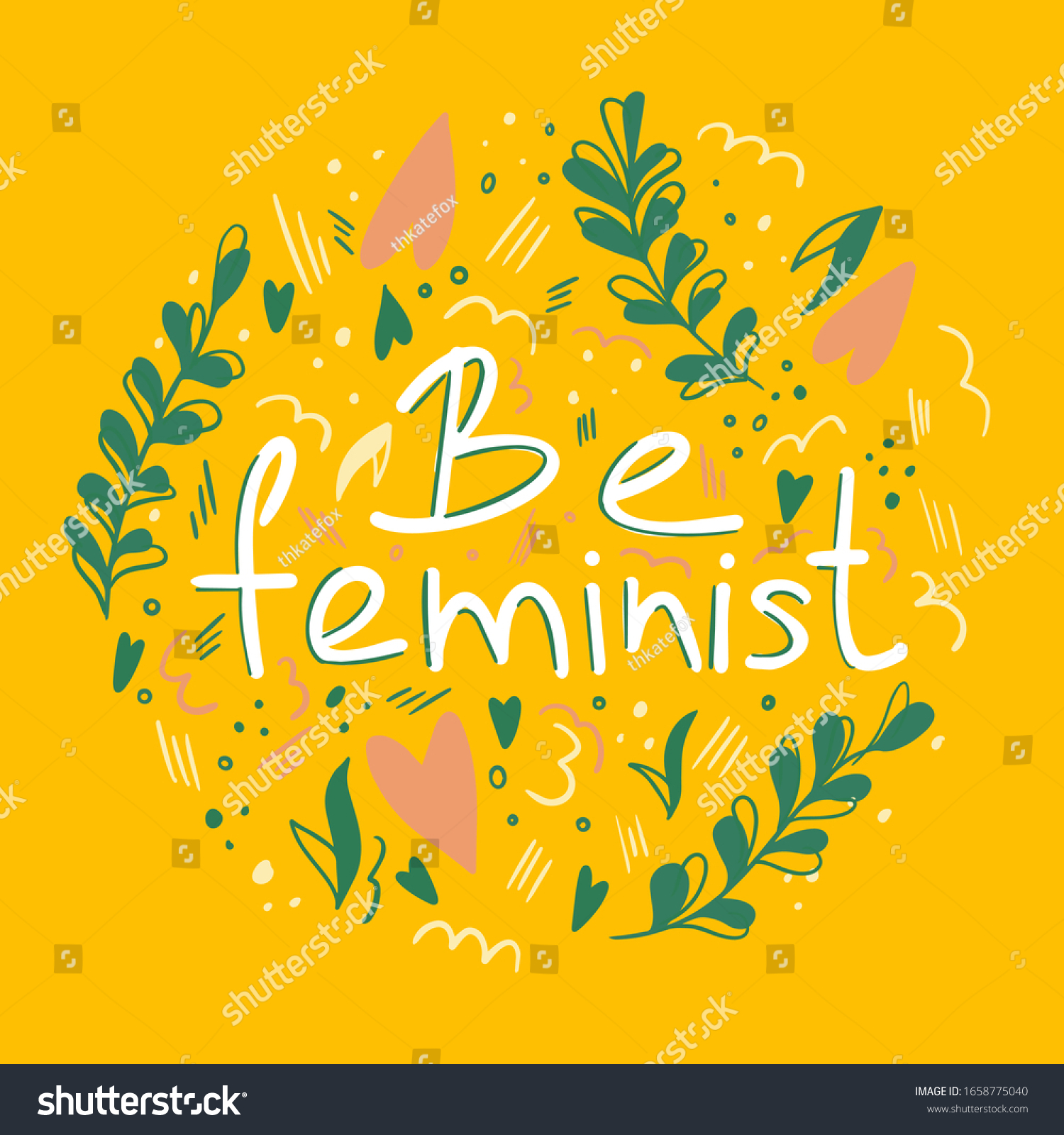 Be Feminist Quote Vector Illustration Lettering Stock Vector Royalty