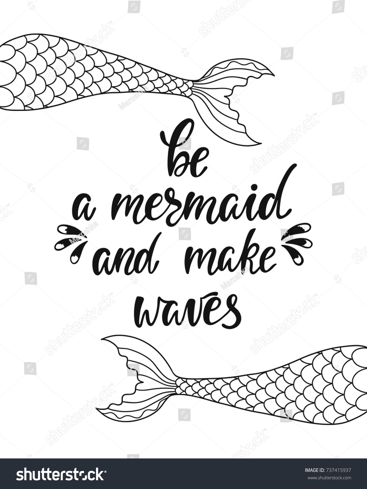 Be Mermaid Make Waves Inspirational Quote Stock Vector (Royalty Free ...