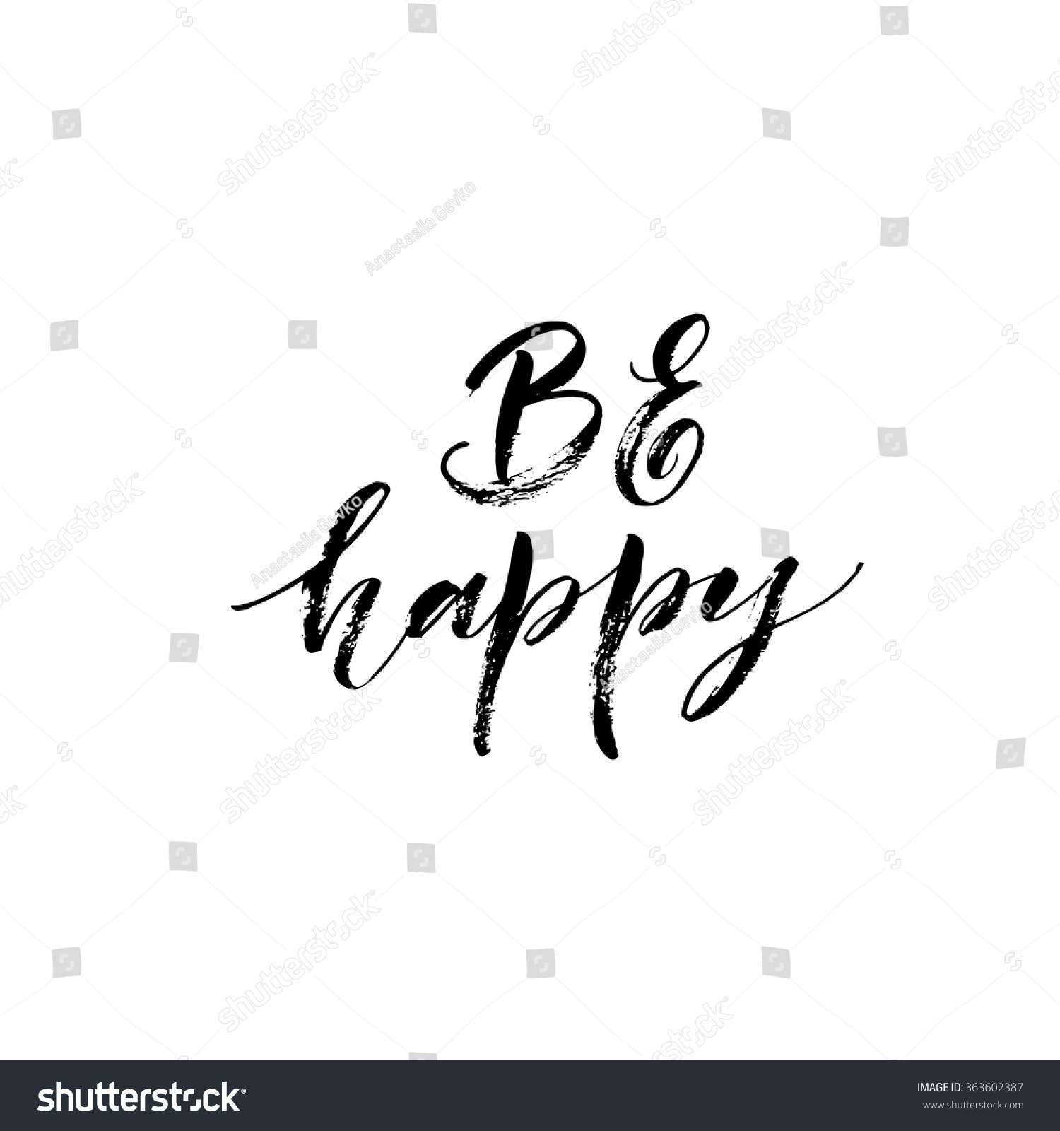 Be Happy Card Hand Drawn Lettering Stock Vector (Royalty Free) 363602387