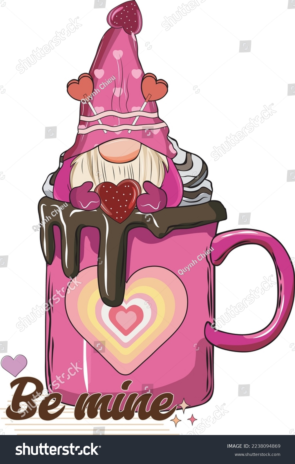 SVG of Be Mine Valentine Coffee And Gnome Svg svg