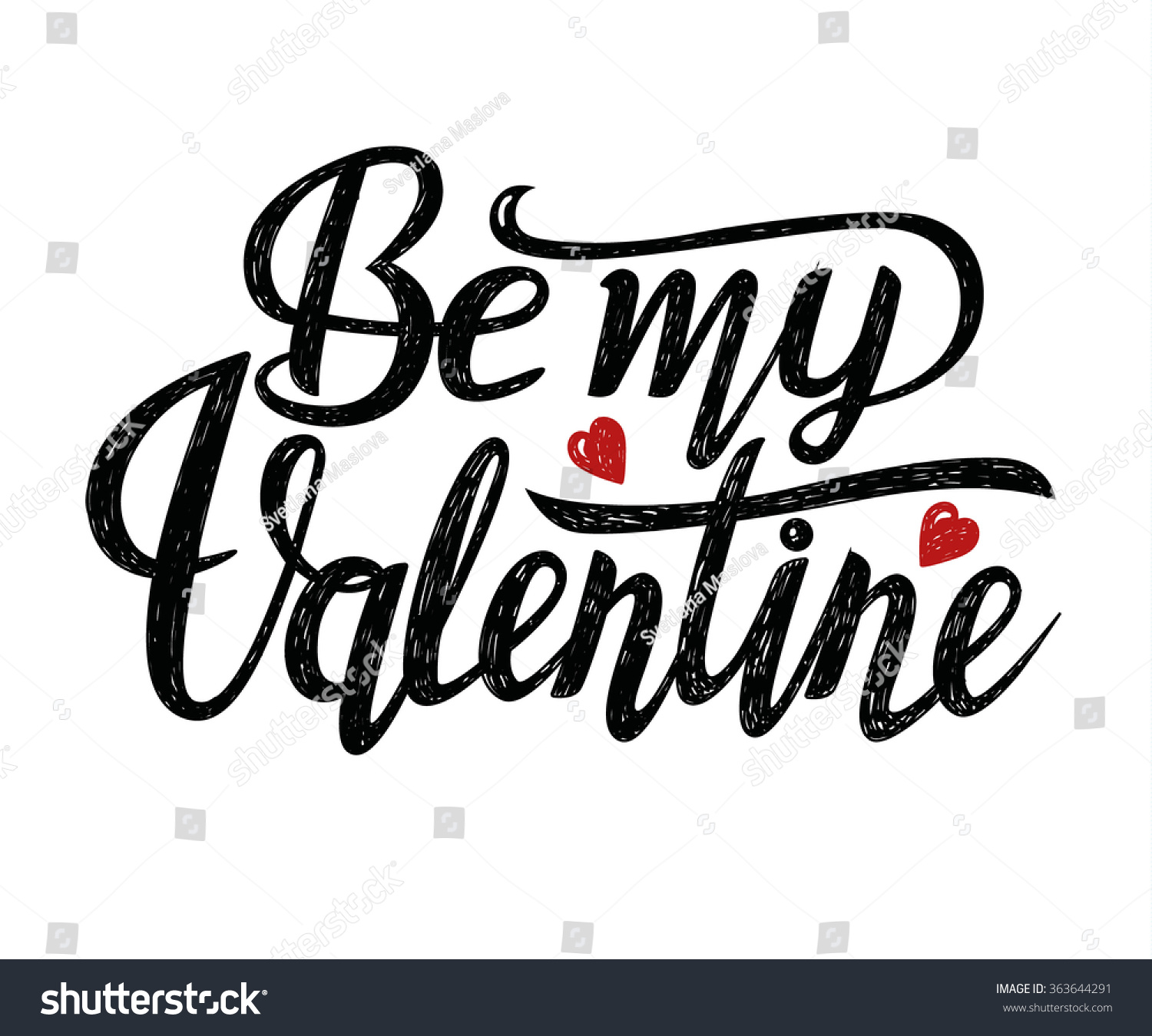 Be My Valentine Text. Valentine'S Typography. Vector Illustration Of ...