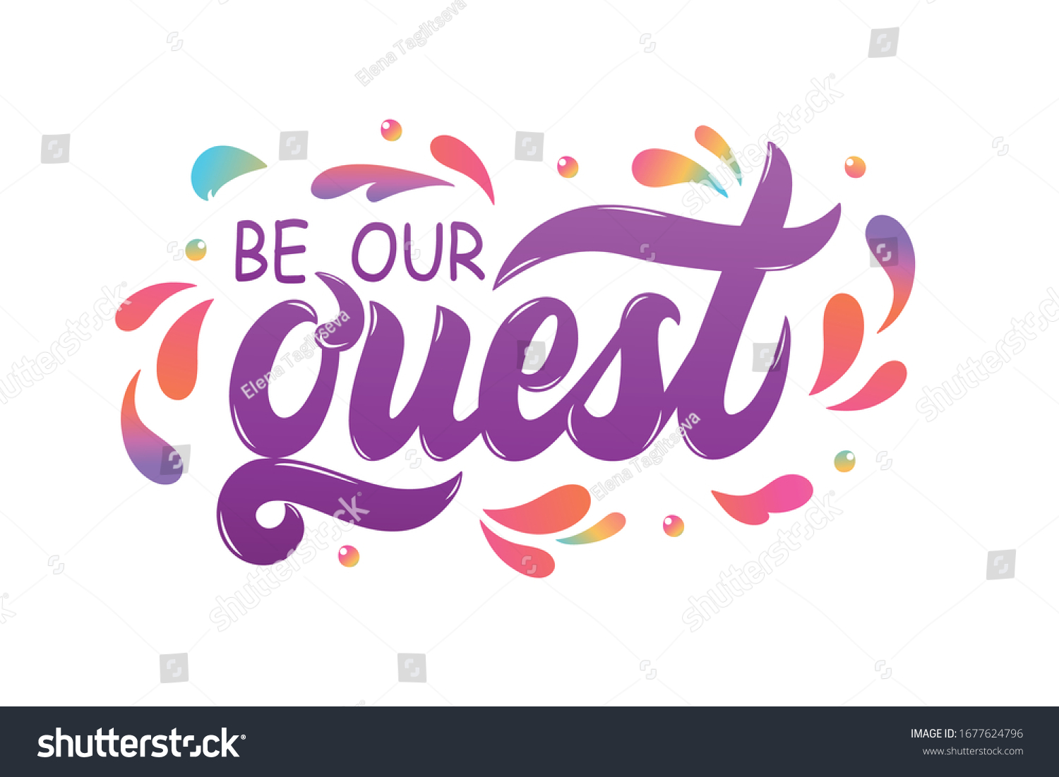 SVG of Be our guest text. Hand drawn lettering. Modern brush calligraphy.  Colorful vector illustration. Design for invitation, greeting card, birthday party and wedding collection svg