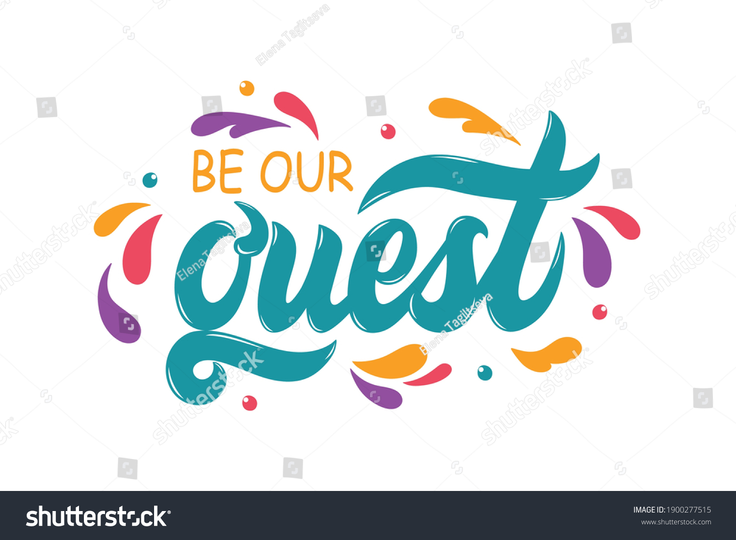 SVG of Be our guest text isolated on white background. Handdrawn lettering. Modern brush calligraphy. Colorful vector illustration. Design for invitation, greeting card, birthday party and wedding collection svg