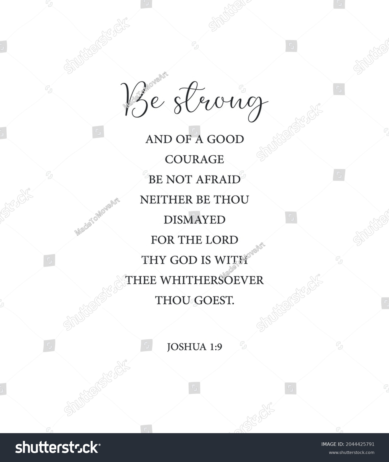 SVG of Be strong and of a good courage; be not afraid, Joshua 1:9, bible verse printable, Christian wall decor, scripture wall print, Home wall decor, Christian banner, Minimalist Print, vector illustration svg
