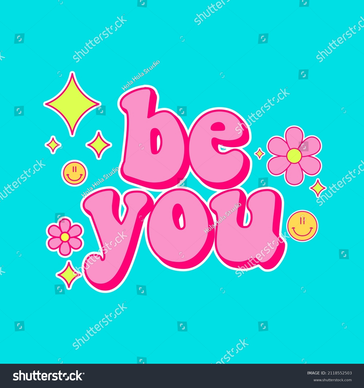 Be You Groovy Text Slogan Print Stock Vector (Royalty Free) 2118552503 ...