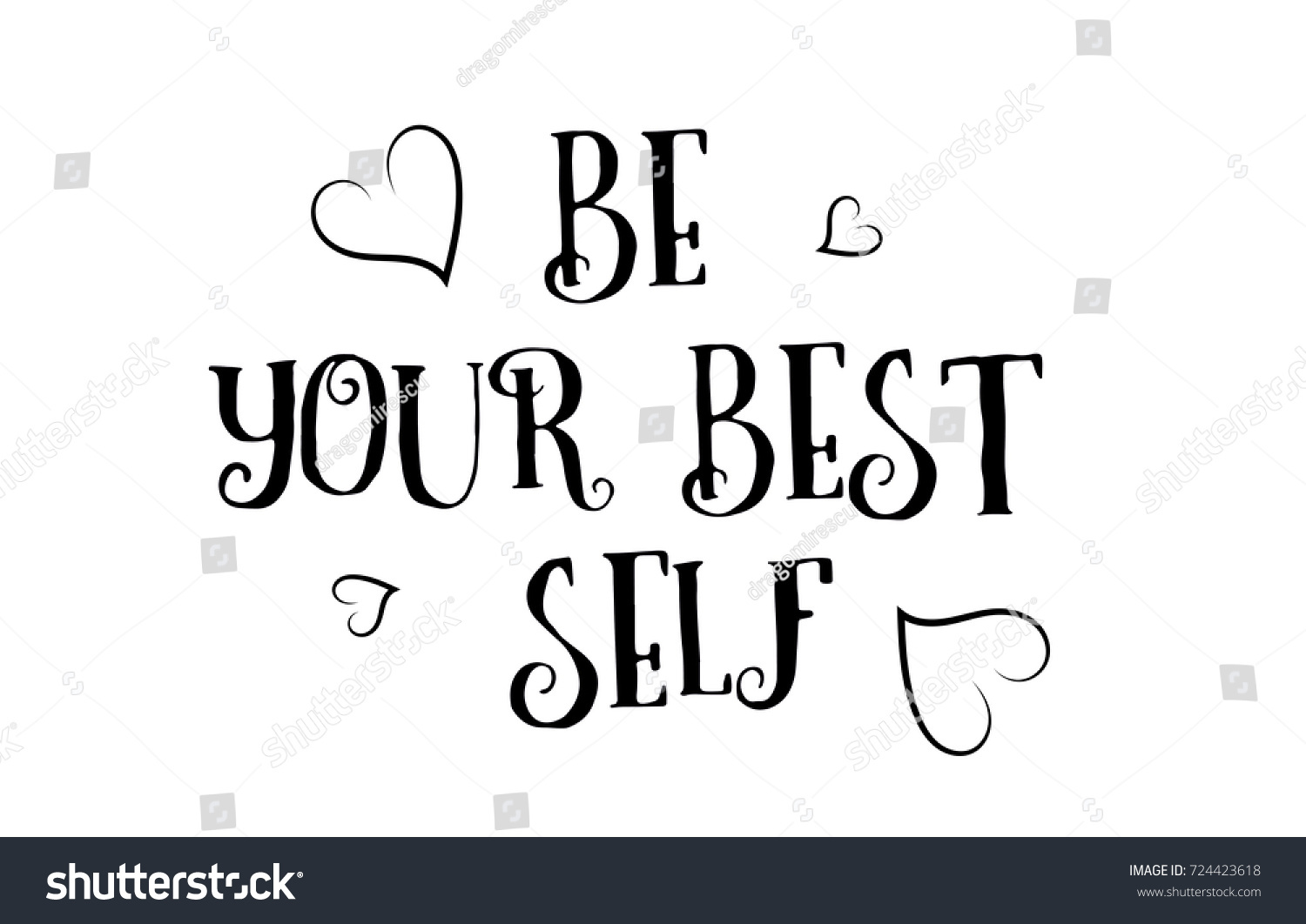 be your best self love heart quote inspiring inspirational text quote suitable for a poster greeting