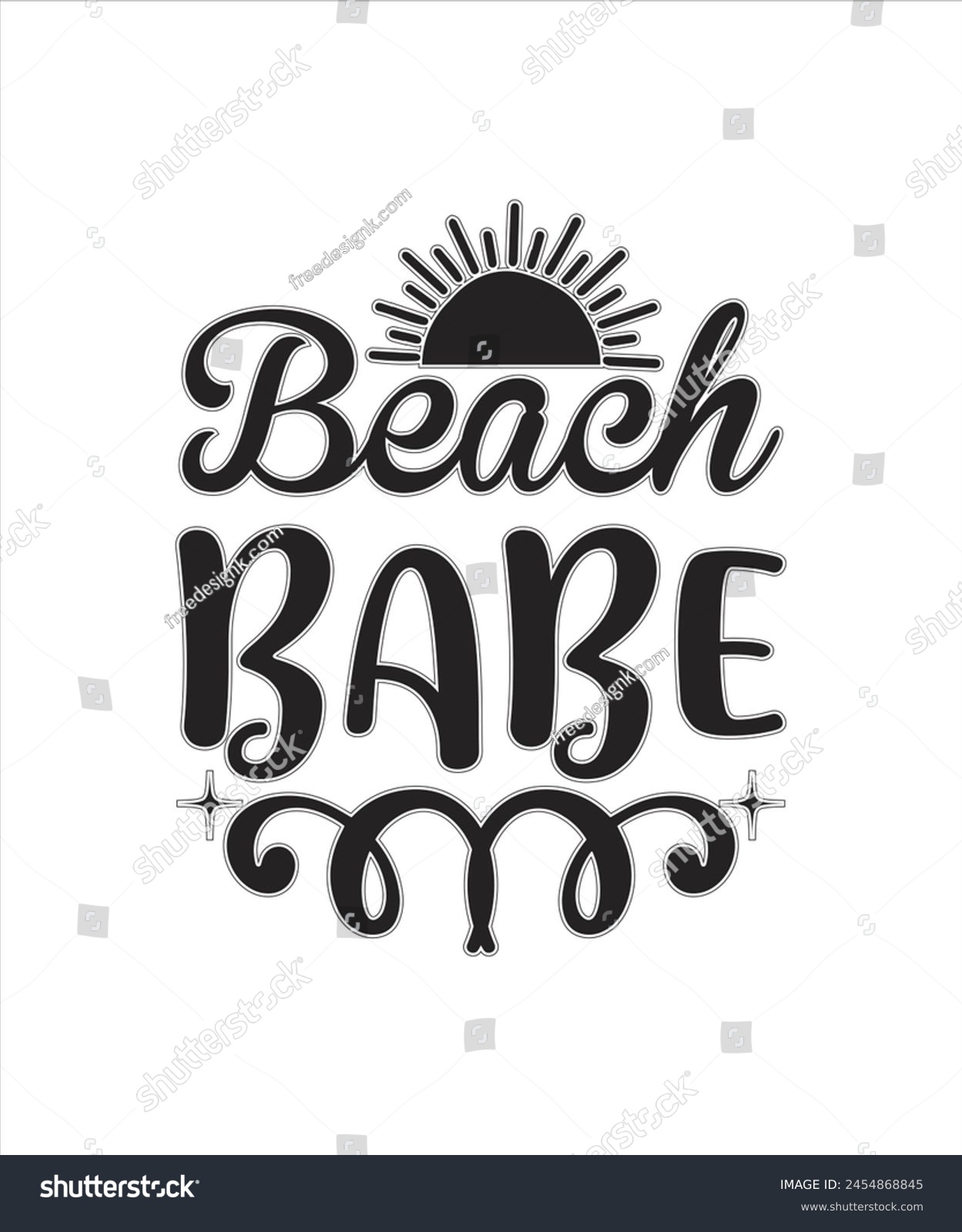 SVG of Beach Babe Summer for typography tshrit Design Print Ready Eps cut file Download.eps
 svg