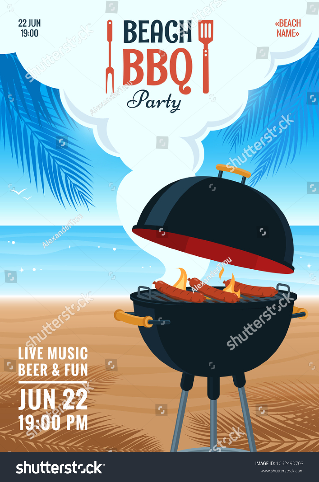 Invitation Au Barbecue De Plage Fete Image Vectorielle De Stock Libre De Droits