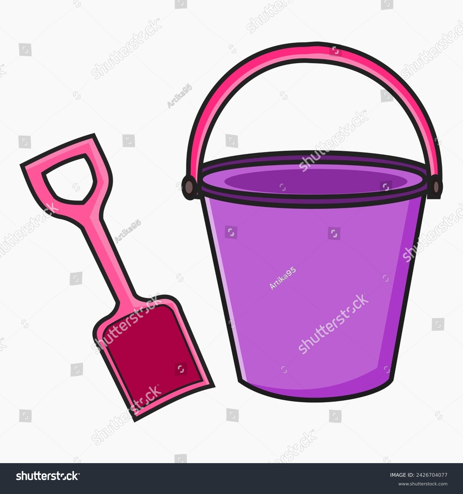 SVG of Beach bucket and shovel vector isolated svg