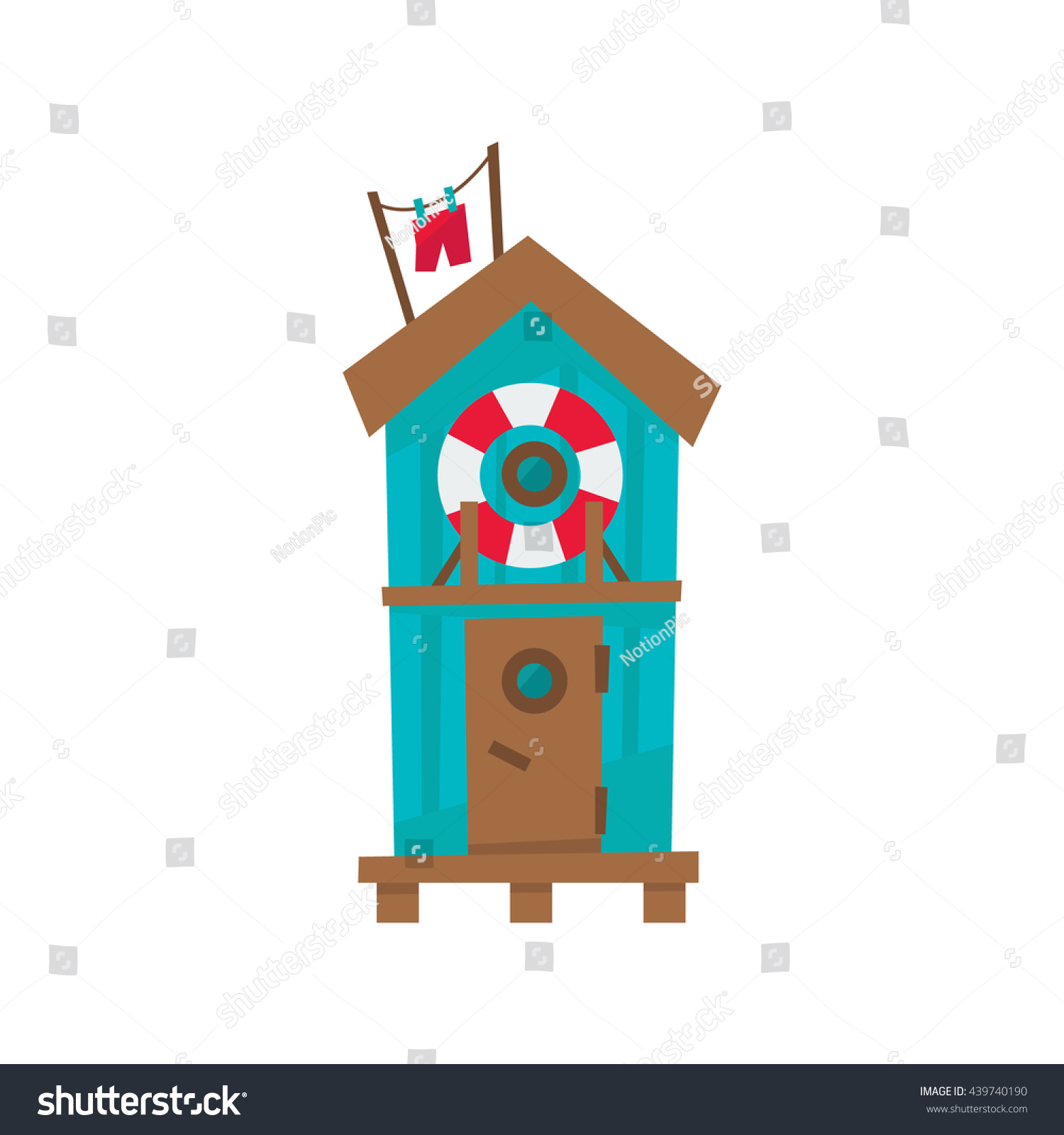 SVG of Beach Cabin With Life Preserver Buoy svg