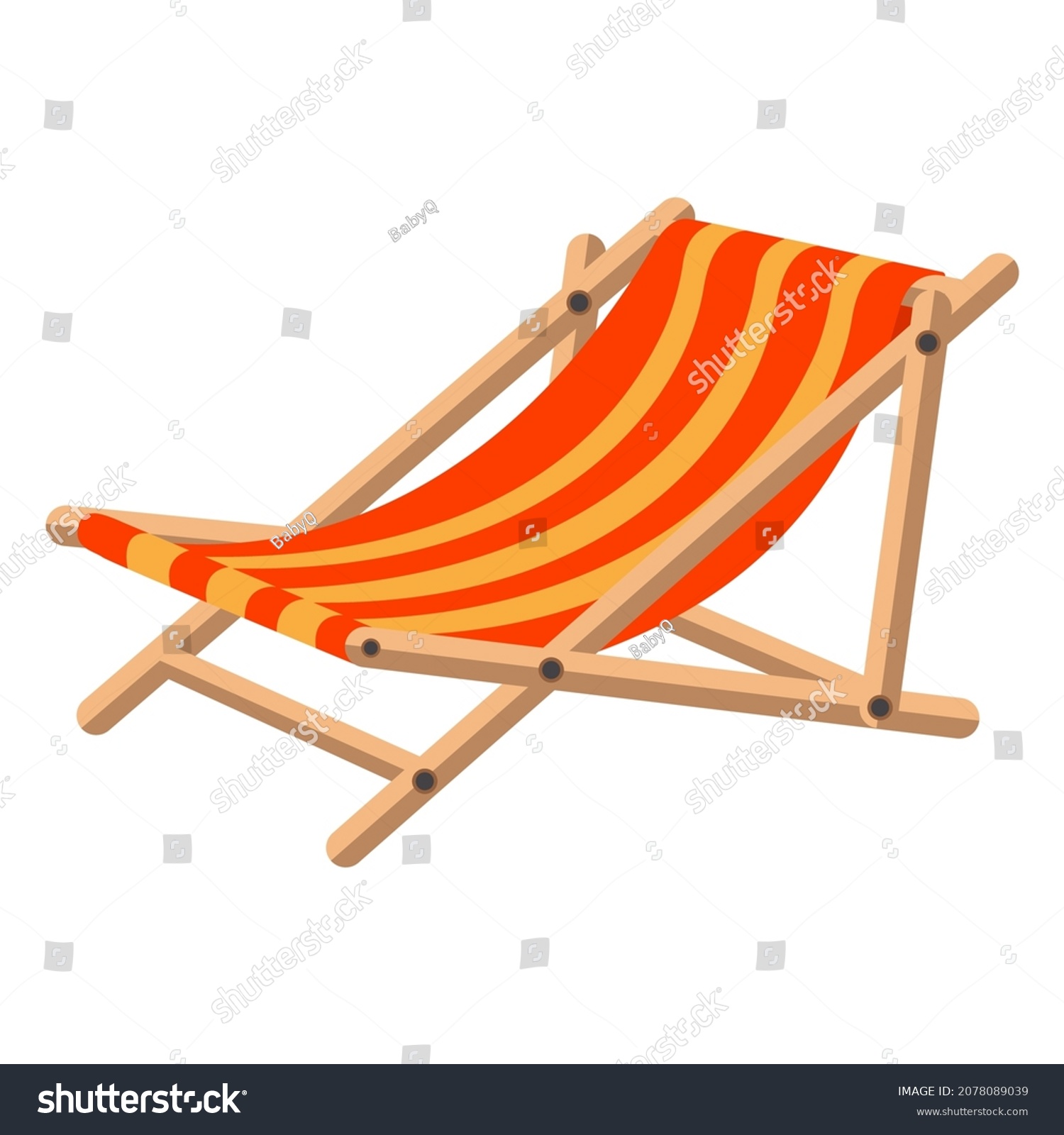 Beach Chair Bench Cartoon Vector Object Stock Vector (Royalty Free
