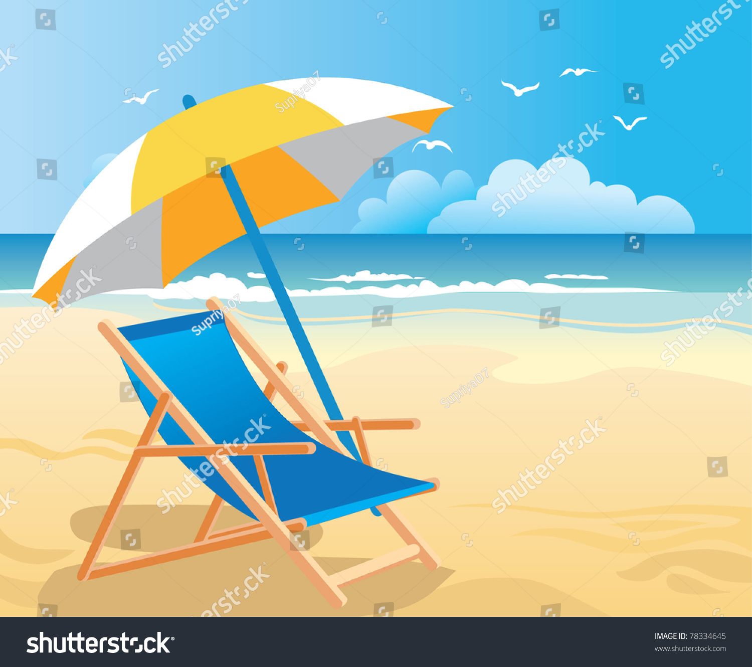 Beach Chair Umbrella Stock Vector 78334645 - Shutterstock