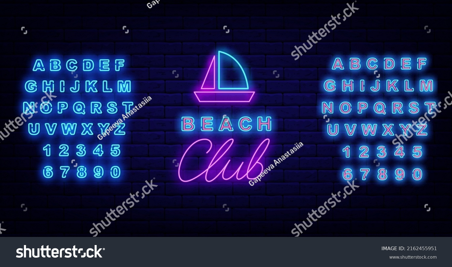 Beach Club Neon Signboard Yacht Shiny Stock Vector (Royalty Free ...