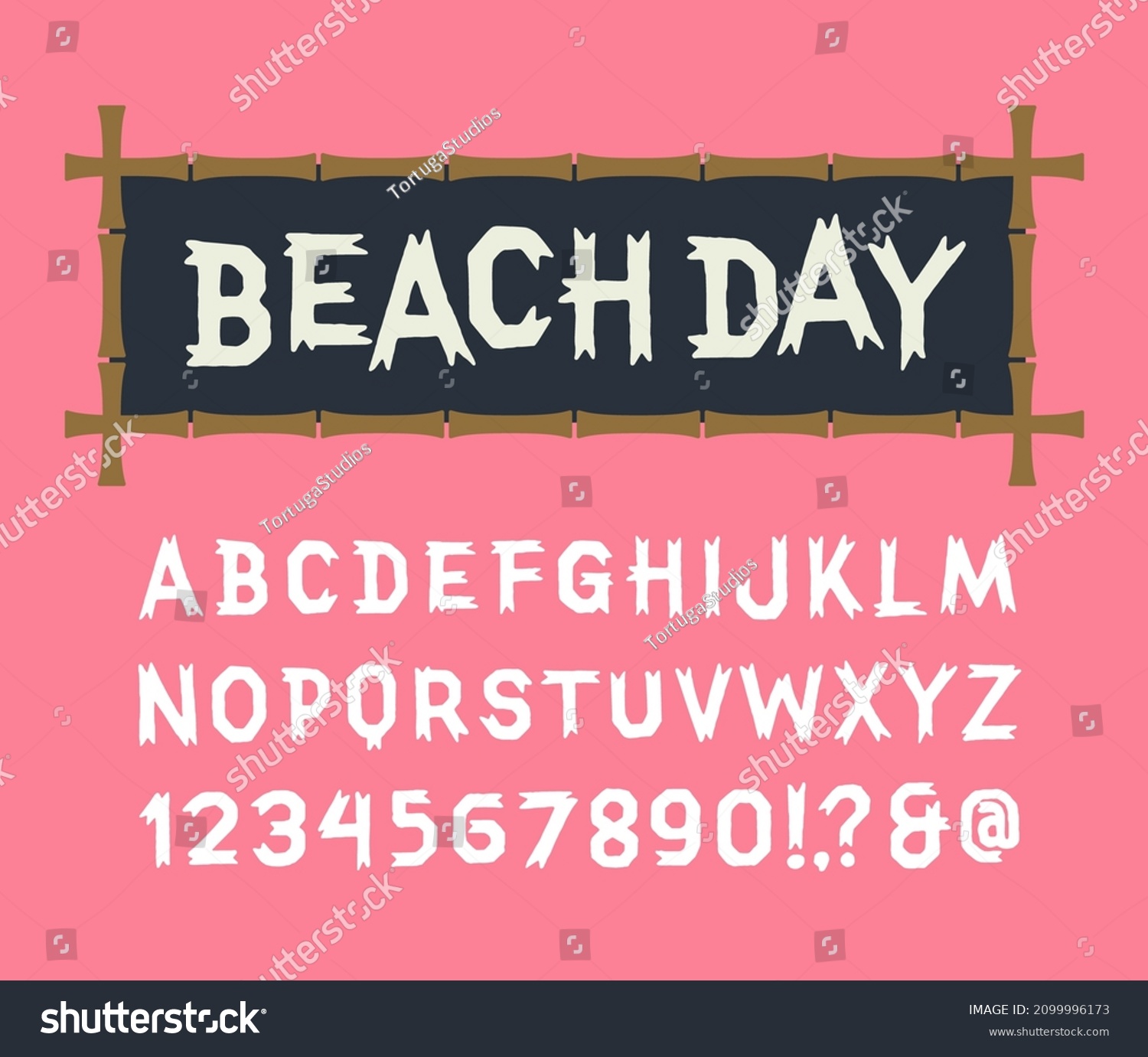 SVG of Beach day playful summer alphabet. Beach shack party festive typeface. Funny cartoon cheerful illustrative font. Hand drawn wooden bamboo texture lettering svg