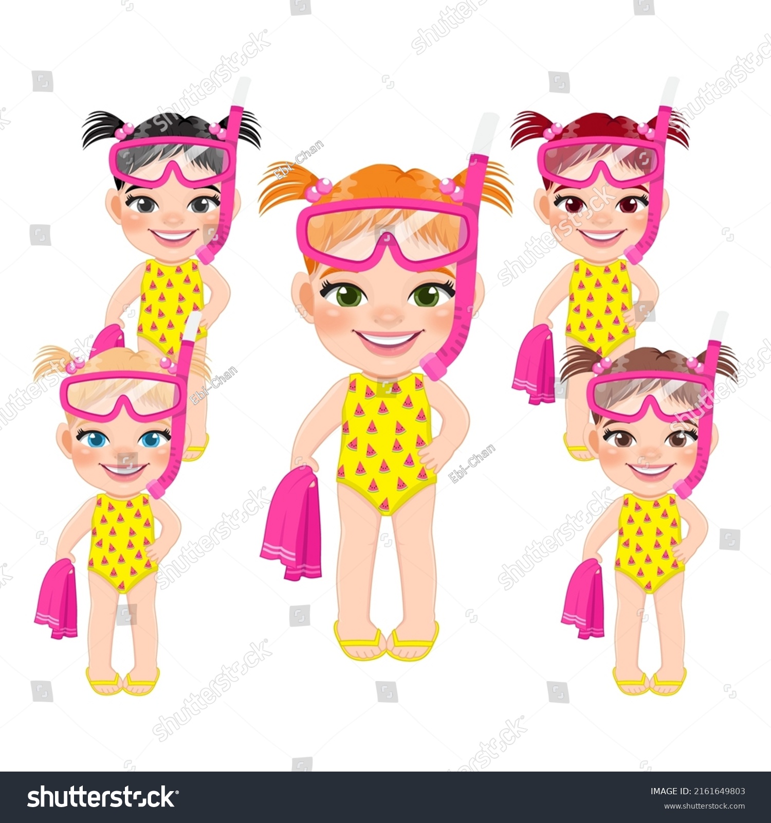 Beach Girl Summer Holiday Kids Holding Stock Vector (royalty Free 