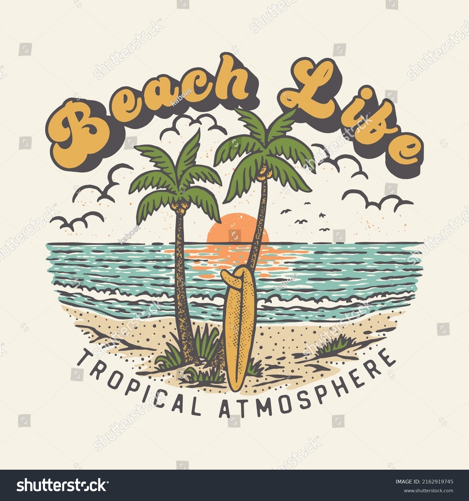 Beach Illustration Surf Vintage Badge Design Stock Vector (Royalty Free ...