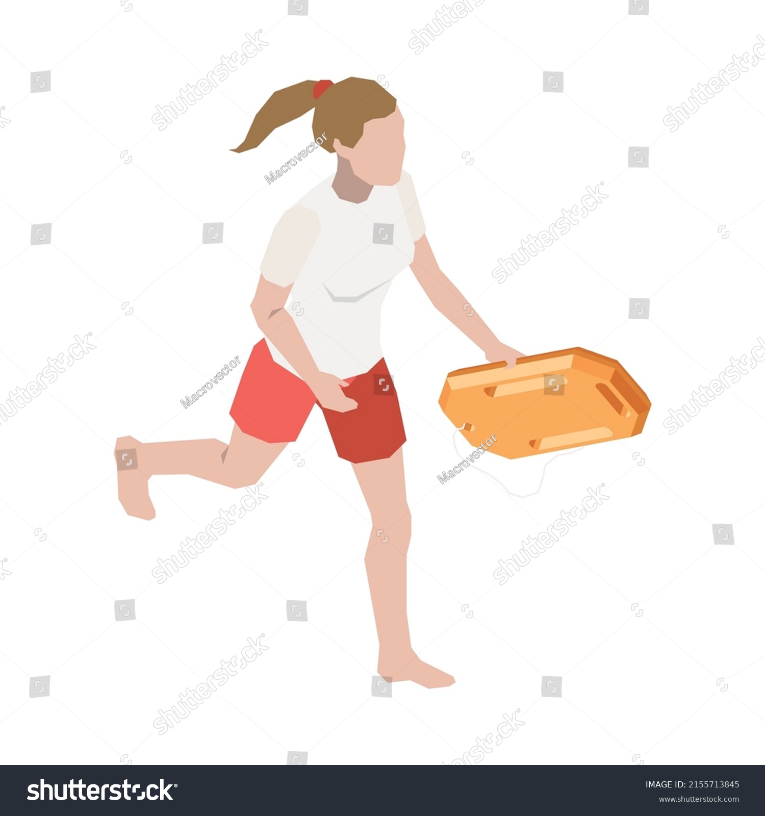 Beach Lifeguards Isometric Composition Isolated Human Stock Vector