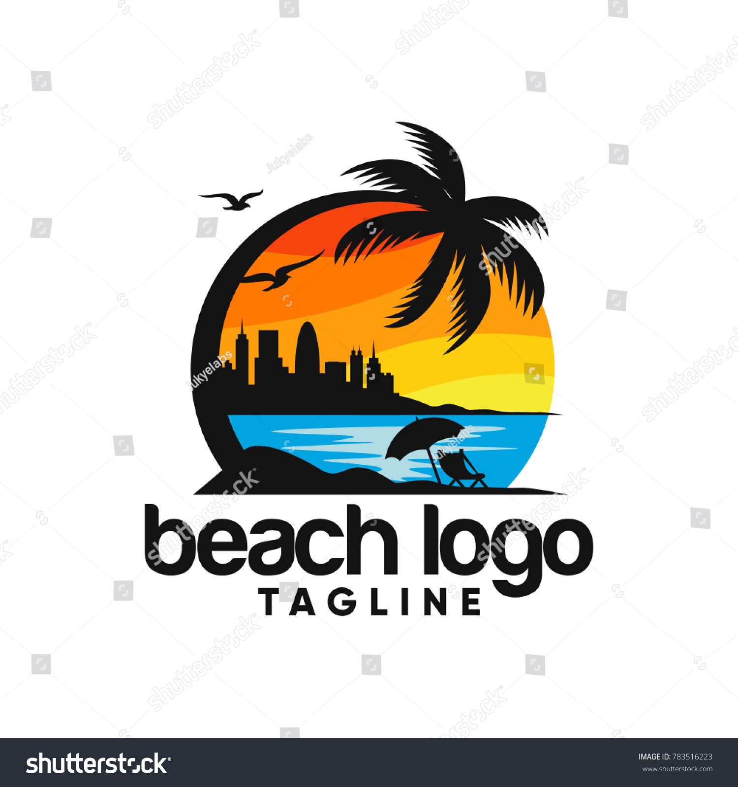 Beach Logo Design Vector Stock Vector (Royalty Free) 783516223 ...