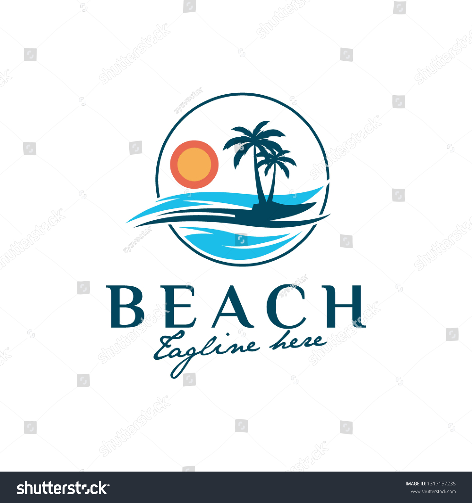 Beach Logo Island Logo Template Stock Vector (Royalty Free) 1317157235