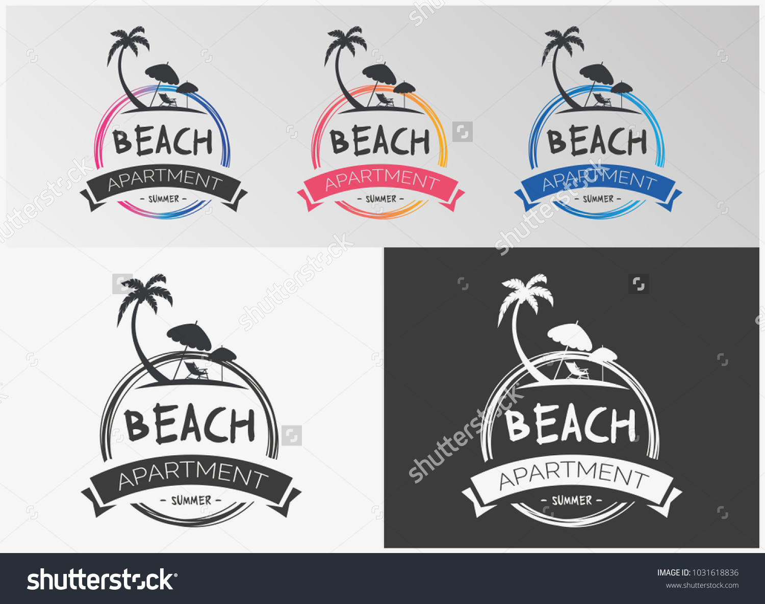 SVG of Beach & Palms Summer Vacation Apartment - Vector Logo Template svg