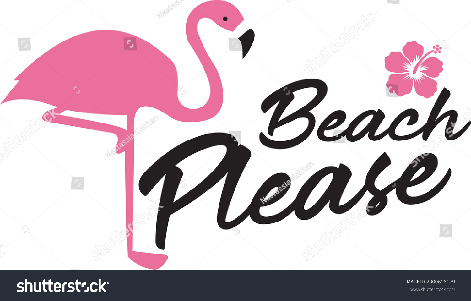 SVG of Beach please svg vector Illustration isolated on white background. Beach please wih pink flamingo svg cu file. Summer quote shirt design. Beach saying svg file for scrapbooking. svg