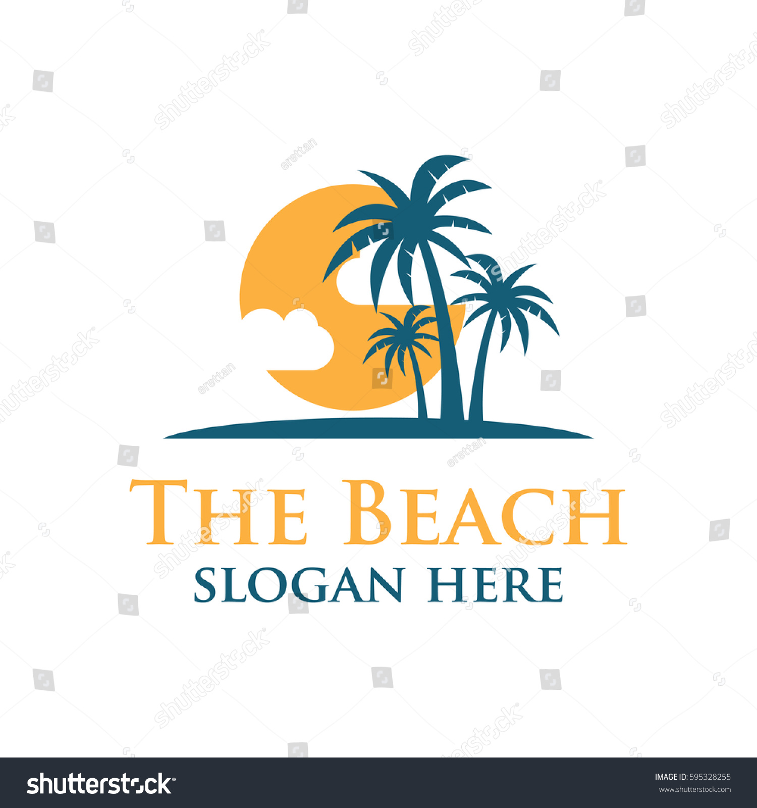 Beach Resort Summer Theme Logo Design Stock Vector (Royalty Free) 595328255