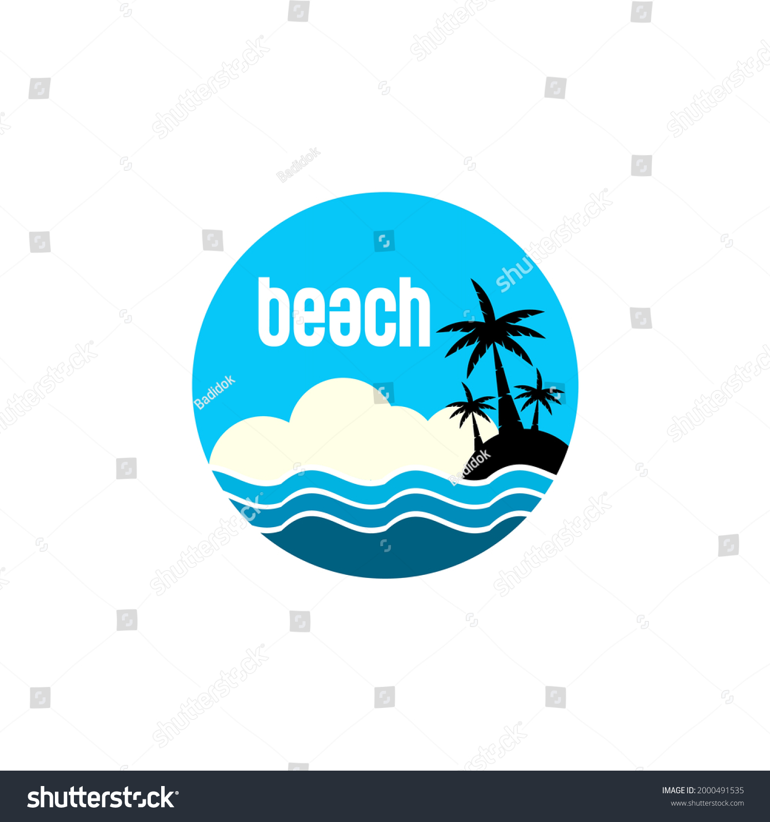 Beach Scenery Vector Coconut Trees Icon Stock Vector (Royalty Free ...